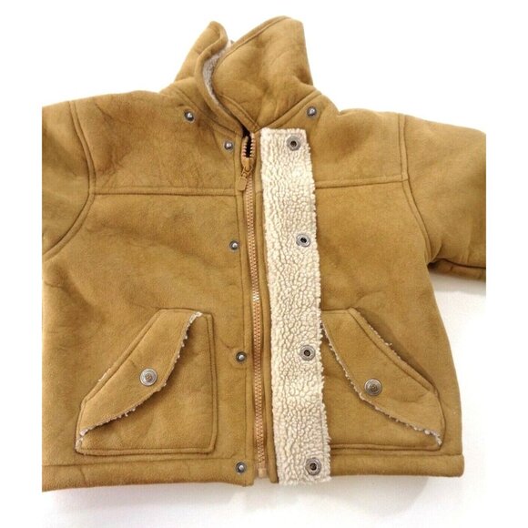 Big Chill Outerwear Tan Faux Leather Shearling Jacket Baby Toddler Size 3T - Picture 4 of 10